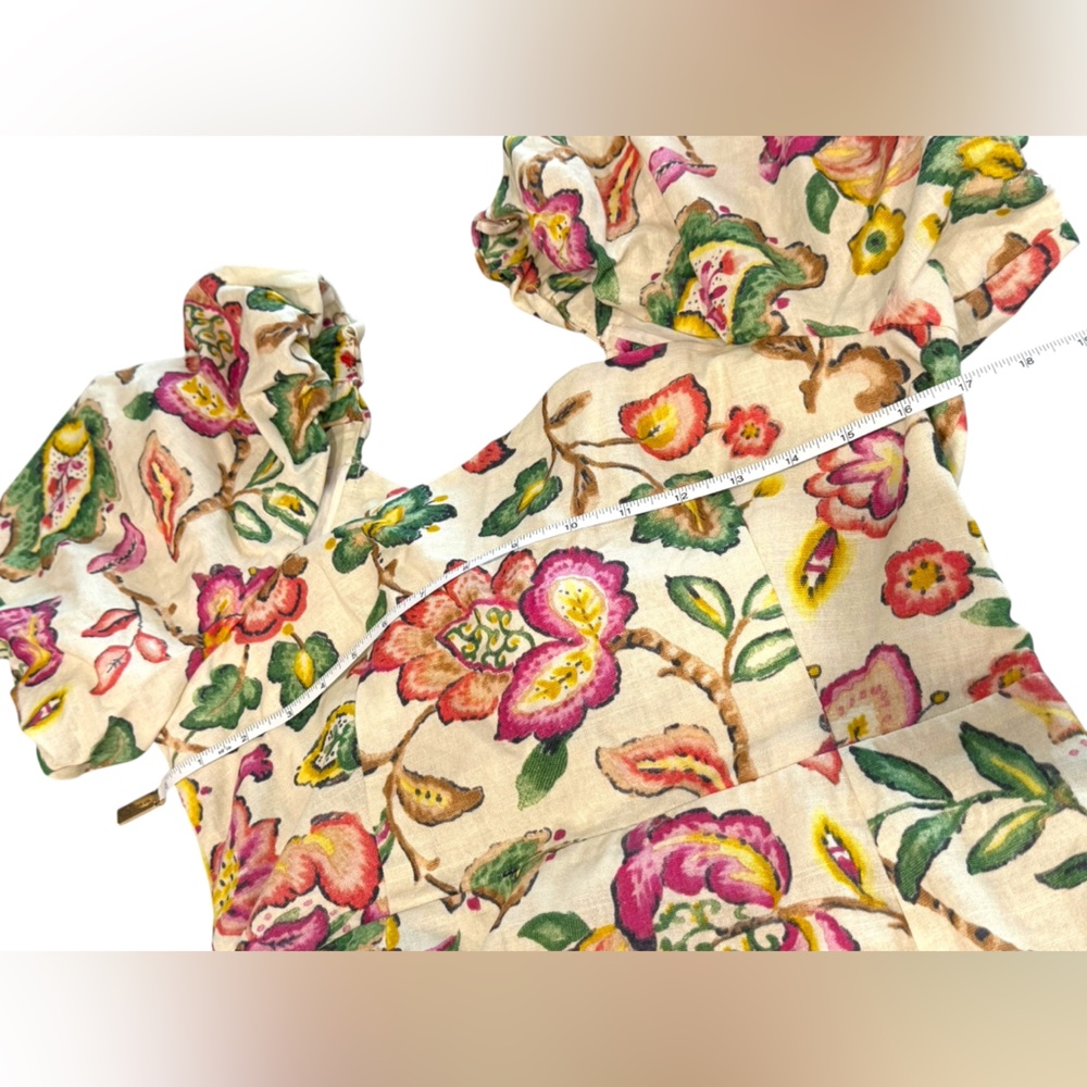 Sezane Womens Allya Mini Dress Aria Print Size 40 US 8 Floral Puff Sleeve - Picture 9 of 15